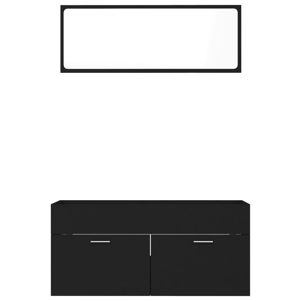 NNEVL 2 Piece Bathroom Furniture Set Black Chipboard - UrbanNest Co
