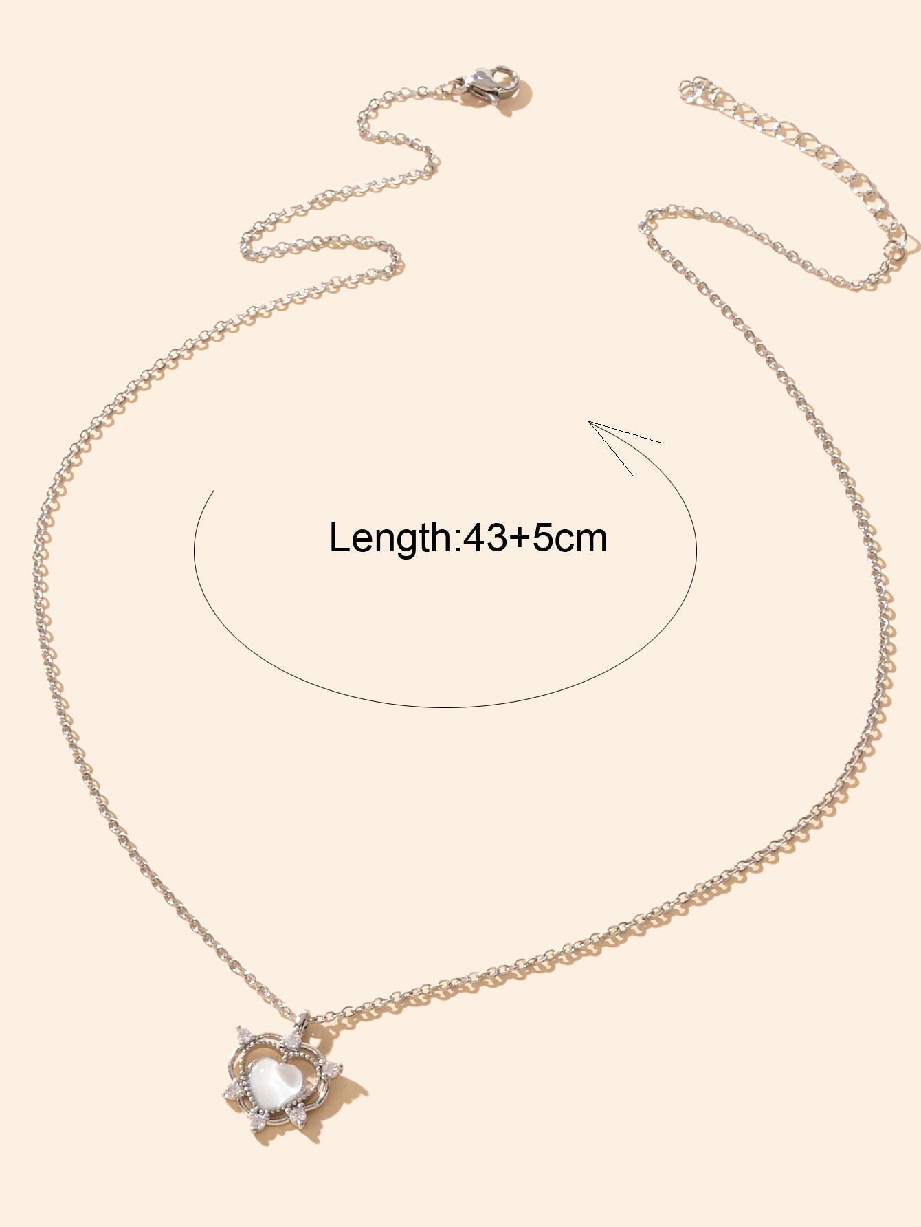 Exquisite Silver Chain Rhinestone Opal Decor Heart Pendant Necklace Gift Jewelry - UrbanNest Co