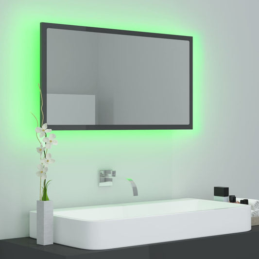 NNEVL LED Bathroom Mirror High Gloss Grey 80x8.5x37 cm Chipboard - UrbanNest Co