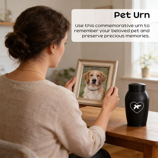 Stainless Steel Pet Memorial Urn: Black Portable & Moisture - Proof Ash Keepsake Designed for Small Pets - UrbanNest Co