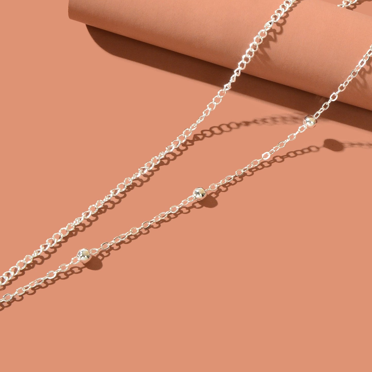 Beach Double layer Silver Bead Chain Anklet Bracelet Chic Dainty Foot Jewellery - UrbanNest Co