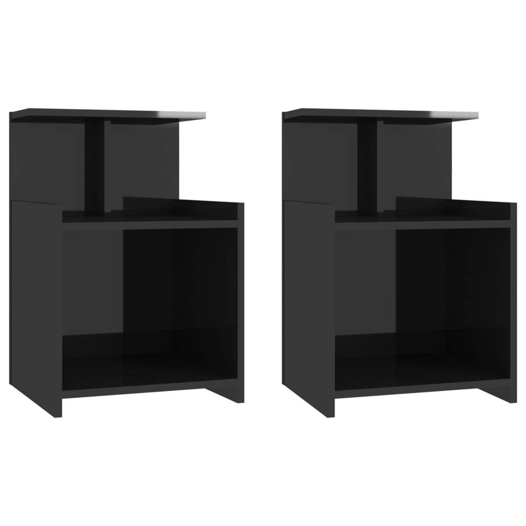NNEVL Bed Cabinets 2 pcs High Gloss Black 40x35x60 cm Chipboard - UrbanNest Co