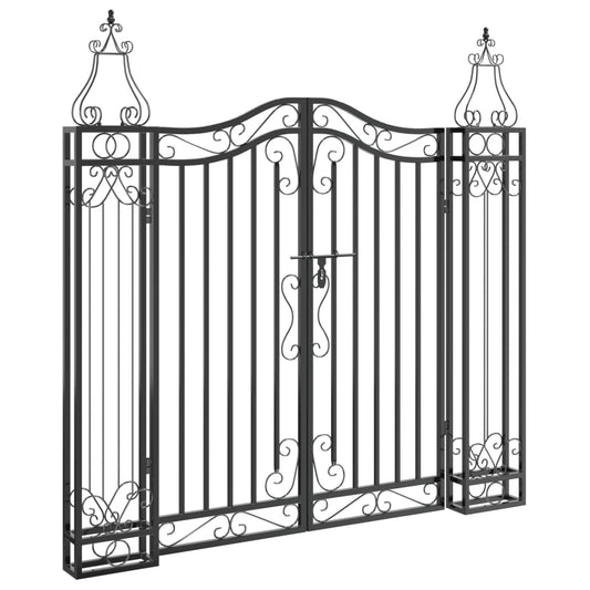NNEVL Garden Gate Black 121x8x120 cm Wrought Iron - UrbanNest Co