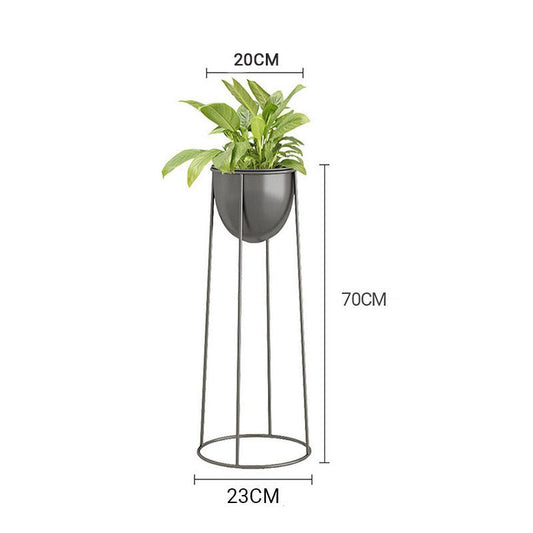 SOGA 70cm Round Wire Metal Flower Pot Stand with Black Flowerpot Holder Rack Display - UrbanNest Co