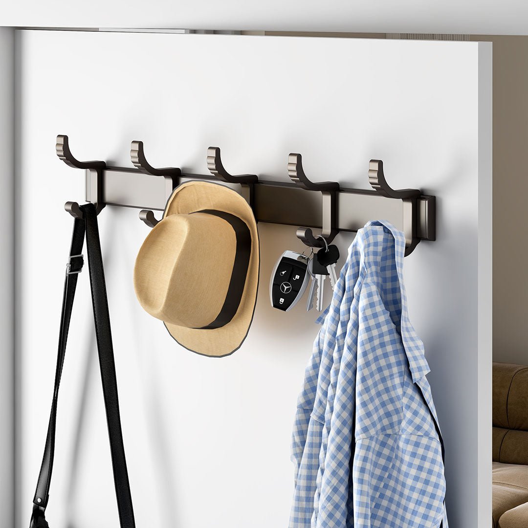 SOGA 2X 37cm Wall Mounted Towel Rack Space - Saving Hanger Organiser with Durable Hooks - UrbanNest Co