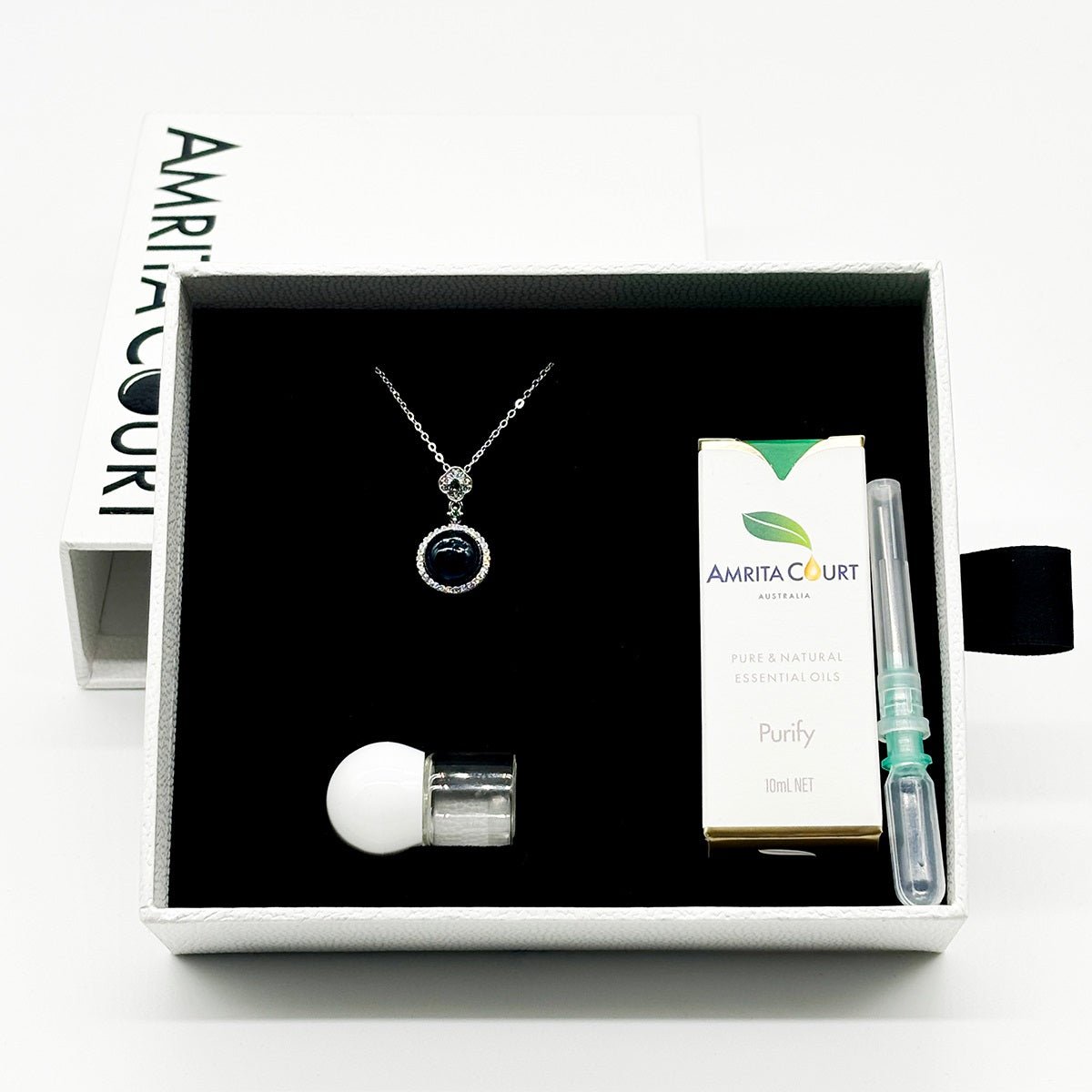 Sterling Silver Crown Jewel Aroma Necklace - Navy | Energy & Healing | Diffuse on the go - UrbanNest Co