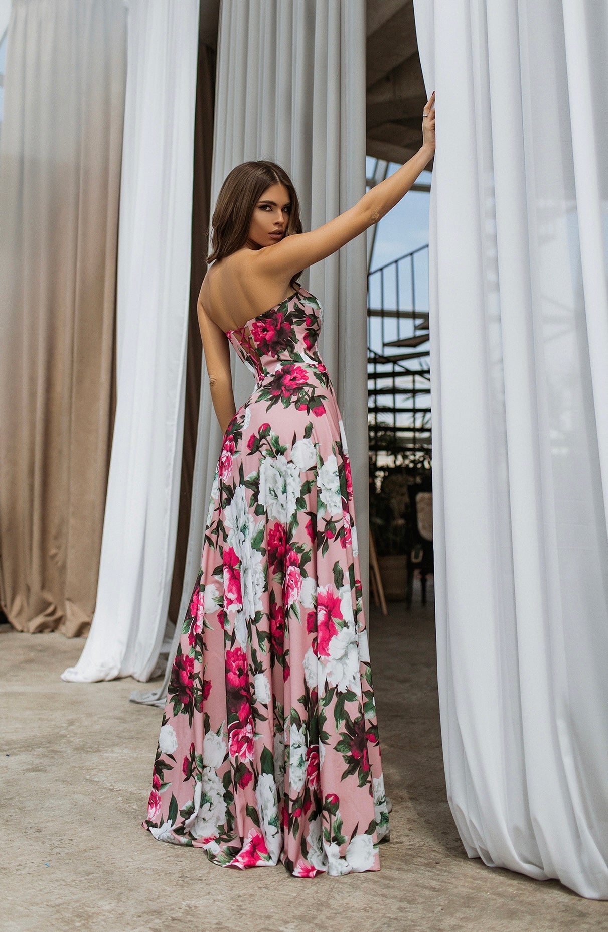 Peony Floral Off Shoulder Corset Maxi Dress - Made to Measure in the UK - UrbanNest Co