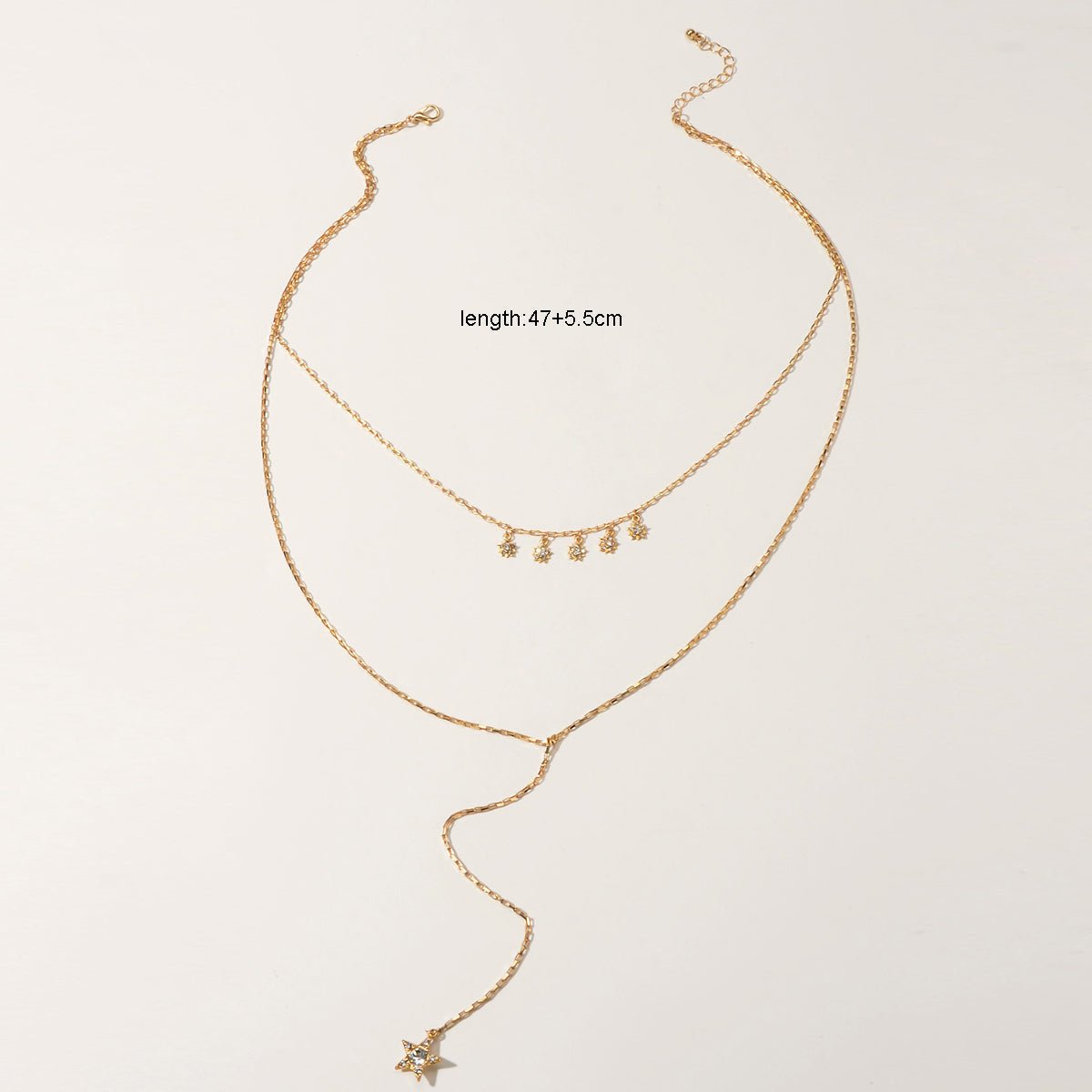 Trendy Jewellery Rhinestone Double layer Gold Chain Star Charm Y shape Necklace - UrbanNest Co