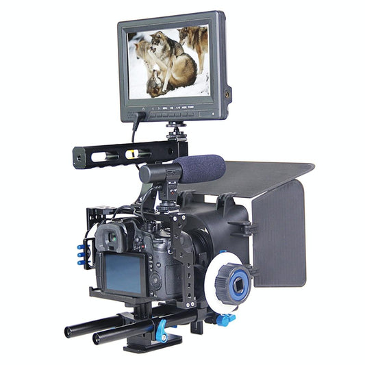 NNEIDS Video Camera Cage Stabilizer Kit With Matte Box & Follow Focus For Panasonic Lumix Dmc - Gh4 & G7 / Sony A7 Series - UrbanNest Co