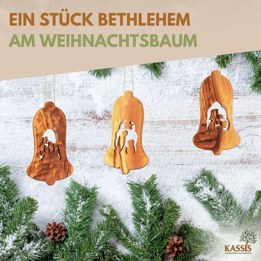 Olivenholz Krippen - AnhΓ€nger im 3er Set (ohne Rinde) | Baumschmuck & Weihnachtsdeko fΓΌr Advent und Weihnachten - UrbanNest Co
