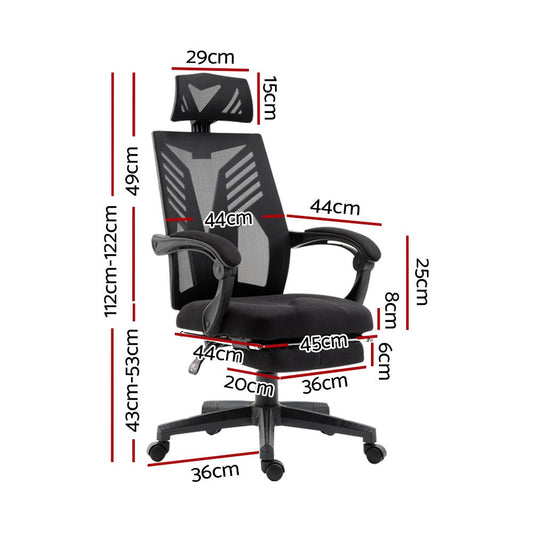 Artiss Mesh Office Chair Recliner Black - UrbanNest Co