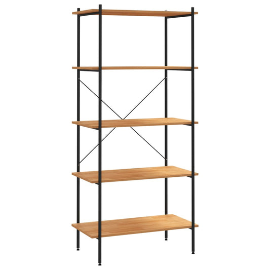 NNEVL 5 - Tier Shelving Unit Black and Oak 80x40x163 cm - UrbanNest Co