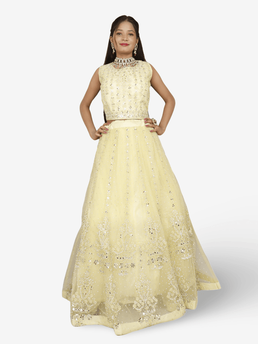 Designer Lehenga Choli with Embroidery and Mirror Peal Work by Shreekama - UrbanNest Co