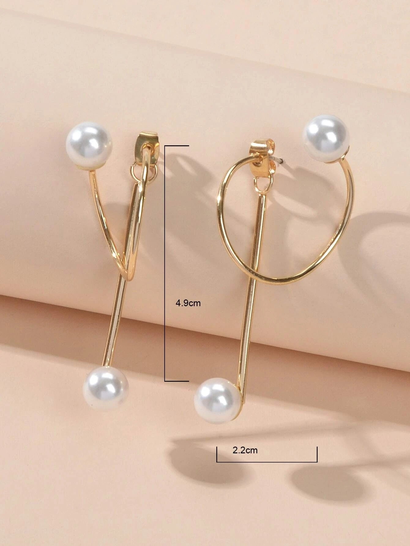 Fashion Jewellery Pearl Gold Circle Stud Curve Stud Earrings Ear Party Teen Gift - UrbanNest Co