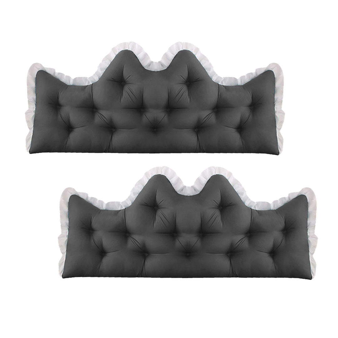 SOGA 2x90cm Crown Pillows Tufted Charcoal Headboard Cushion Set-0