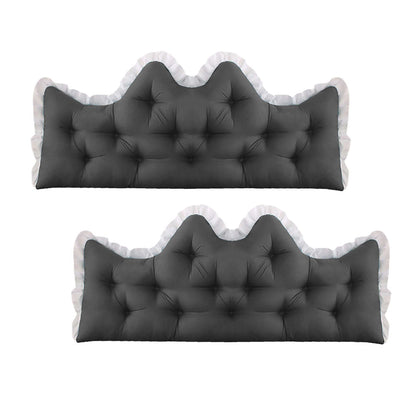SOGA 2x90cm Crown Pillows Tufted Charcoal Headboard Cushion Set-0