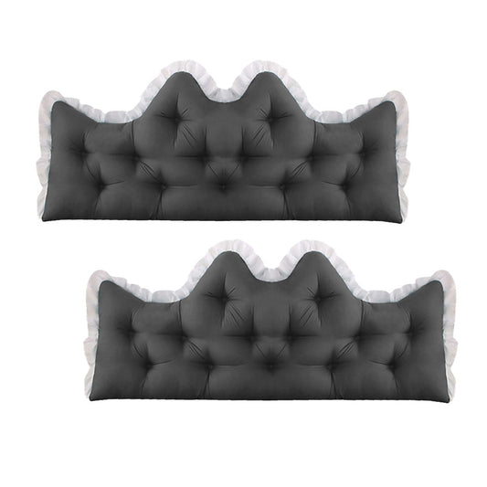 SOGA 2x90cm Crown Pillows Tufted Charcoal Headboard Cushion Set-0