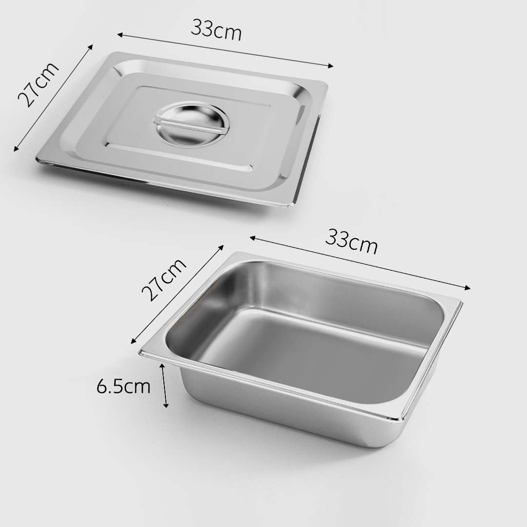 SOGA Gastronorm GN Pan Full Size 1/2 GN Pan 6.5cm Deep Stainless Steel Tray With Lid-1