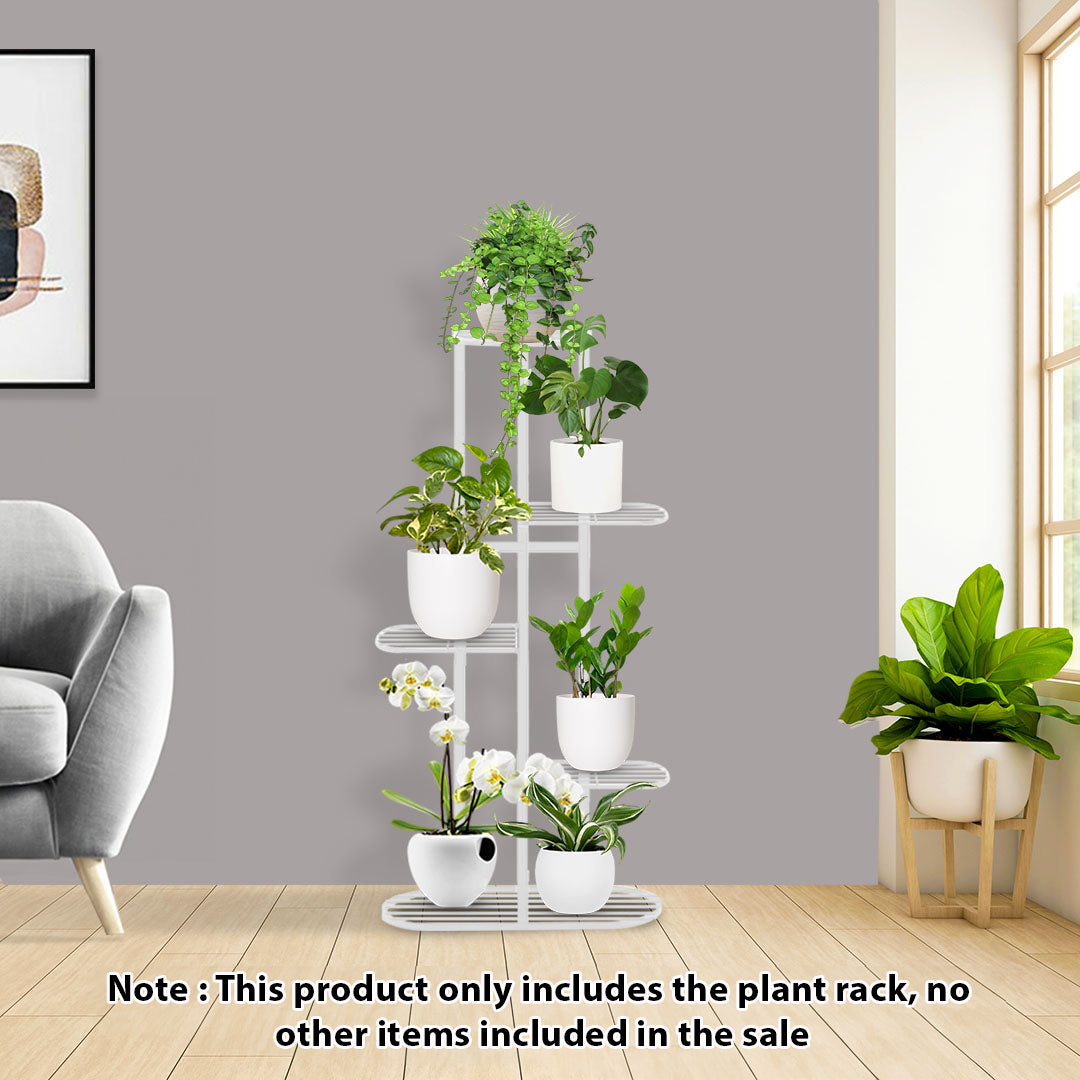 SOGA 2X 5 Tier 6 Pots White Metal Plant Rack Flowerpot Storage Display Stand Holder Home Garden Decor-1