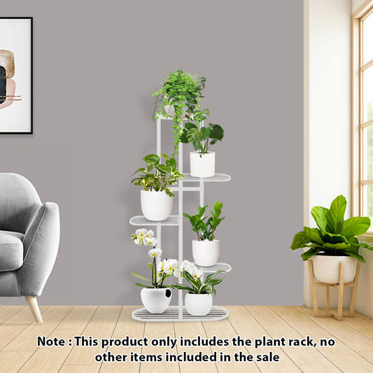 SOGA 2X 5 Tier 6 Pots White Metal Plant Rack Flowerpot Storage Display Stand Holder Home Garden Decor-1