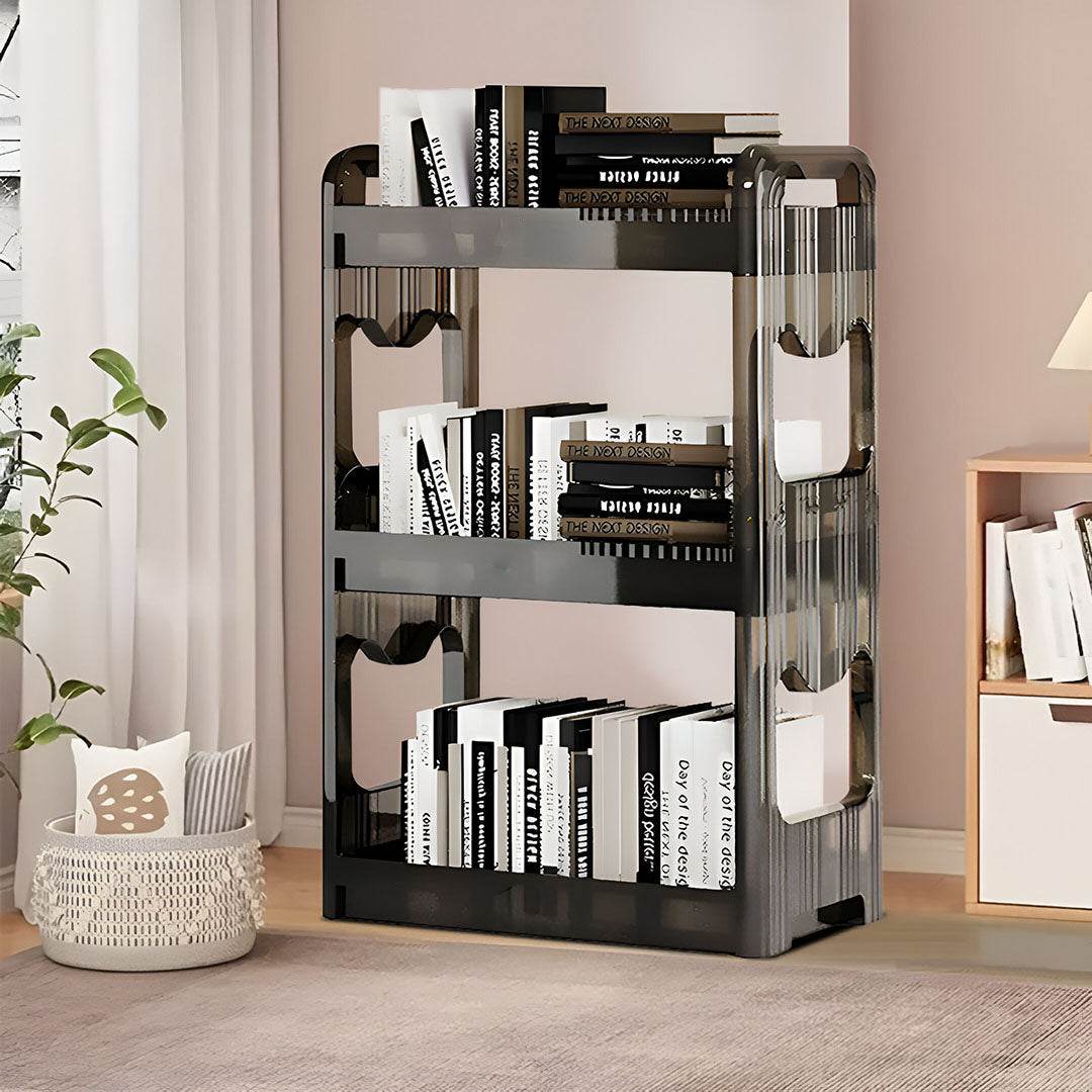 SOGA 2X 38x24cm Black 3 Tier Bookshelf Storage Organizer-2