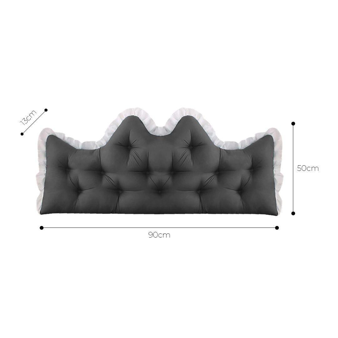 SOGA 2x90cm Crown Pillows Tufted Charcoal Headboard Cushion Set-4
