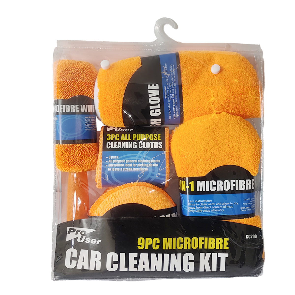 9PCS Car Cleaning Kit Microfiber Towel Wax Sponge Wheel Brush Gloves Set Use-6