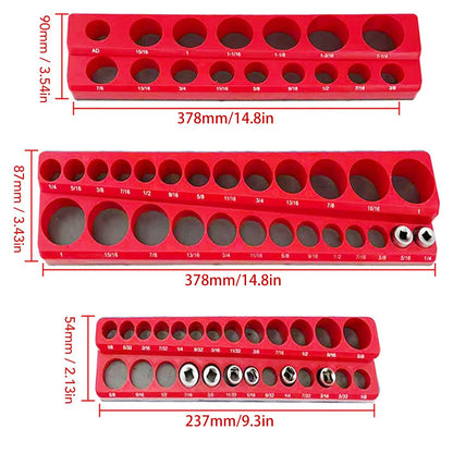 3PCS Socket Organiser Set with Strong Built-in Grip 1/4 3/8 1/2 Drive Tool Holders Wall Mountable