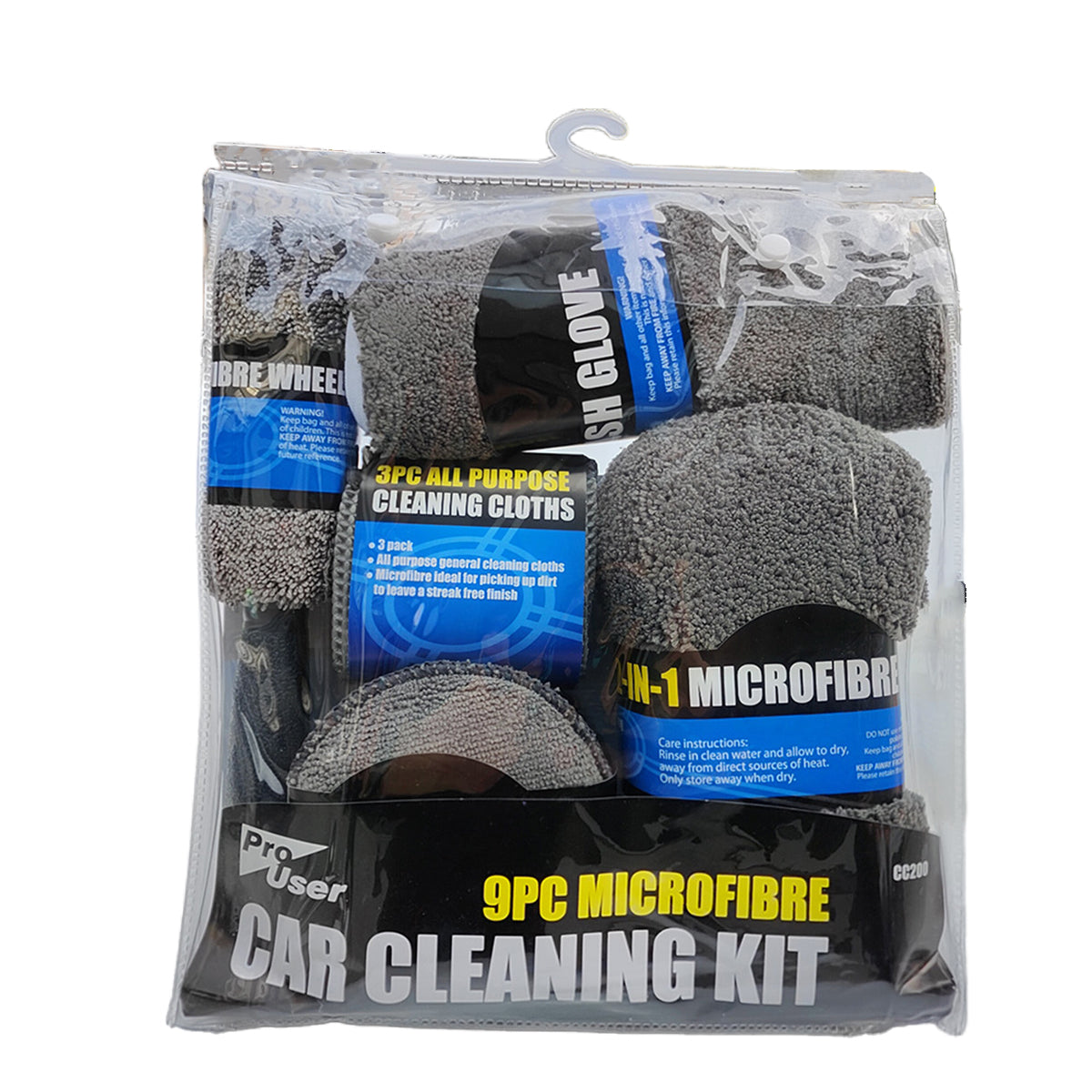9PCS Car Cleaning Kit Microfiber Towel Wax Sponge Wheel Brush Gloves Set Use-5