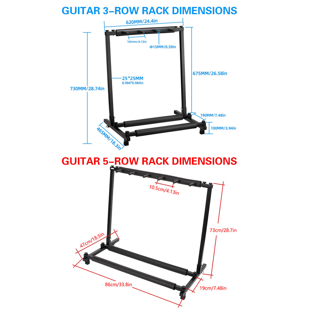 Multi Guitar Stand Guitar Rack Padded Folding Design Hold 3/5 Guitars Adjustable