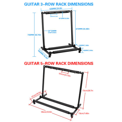 Multi Guitar Stand Guitar Rack Padded Folding Design Hold 3/5 Guitars Adjustable