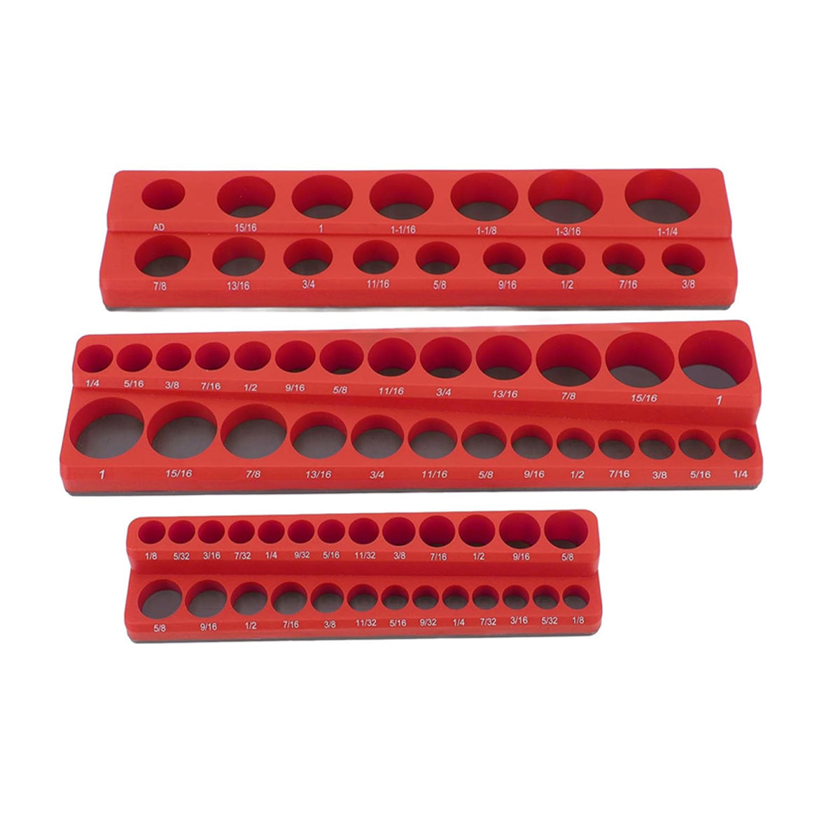 3PCS Socket Organiser Set with Strong Built-in Grip 1/4 3/8 1/2 Drive Tool Holders Wall Mountable