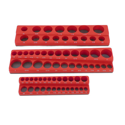 3PCS Socket Organiser Set with Strong Built-in Grip 1/4 3/8 1/2 Drive Tool Holders Wall Mountable