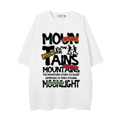 Graffiti letter printed short sleeved shirt