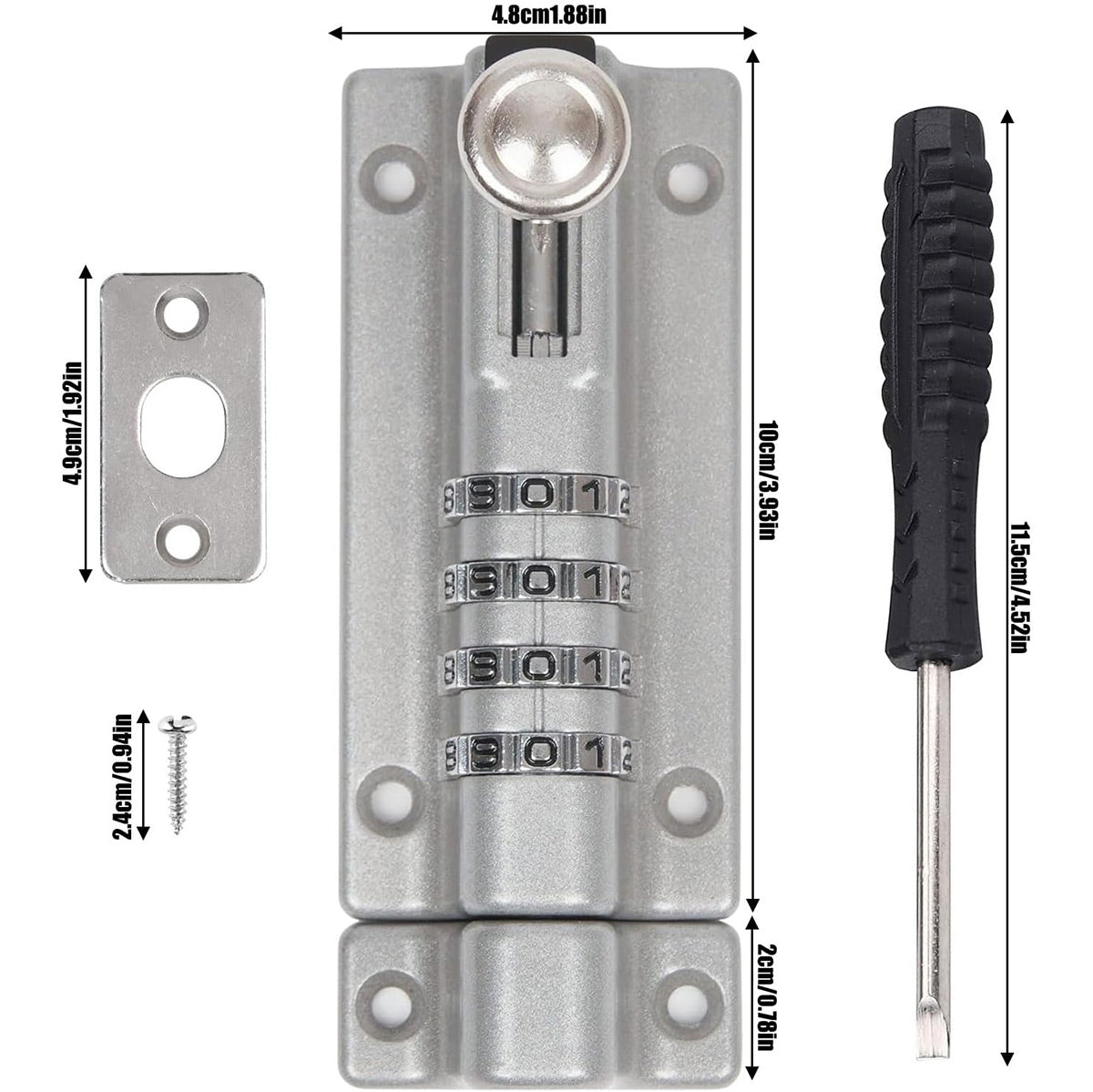 Waterproof Cipher Door Lock Heavy Duty Bolt Outdoor Security Anti Theft Catch