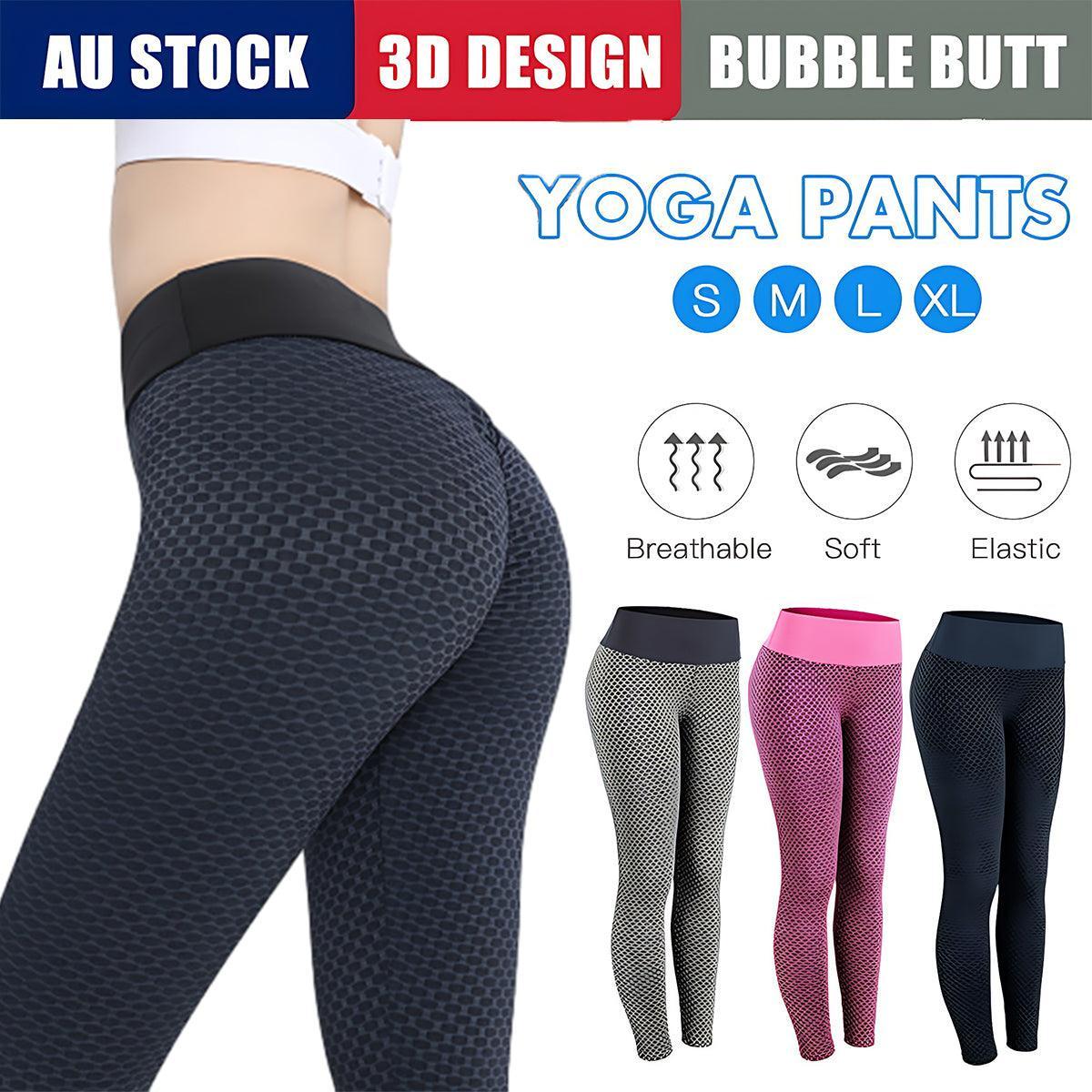 Women Yoga Pants Leggings High Waist Anti Cellulite Butt Lift Gym Fitness Black-0