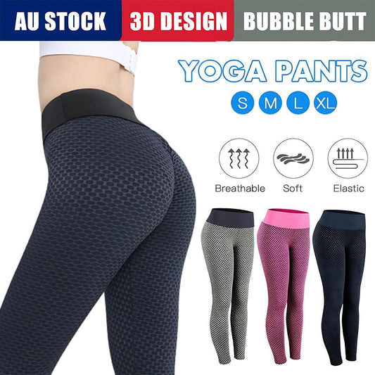 Women Yoga Pants Leggings High Waist Anti Cellulite Butt Lift Gym Fitness Black-0