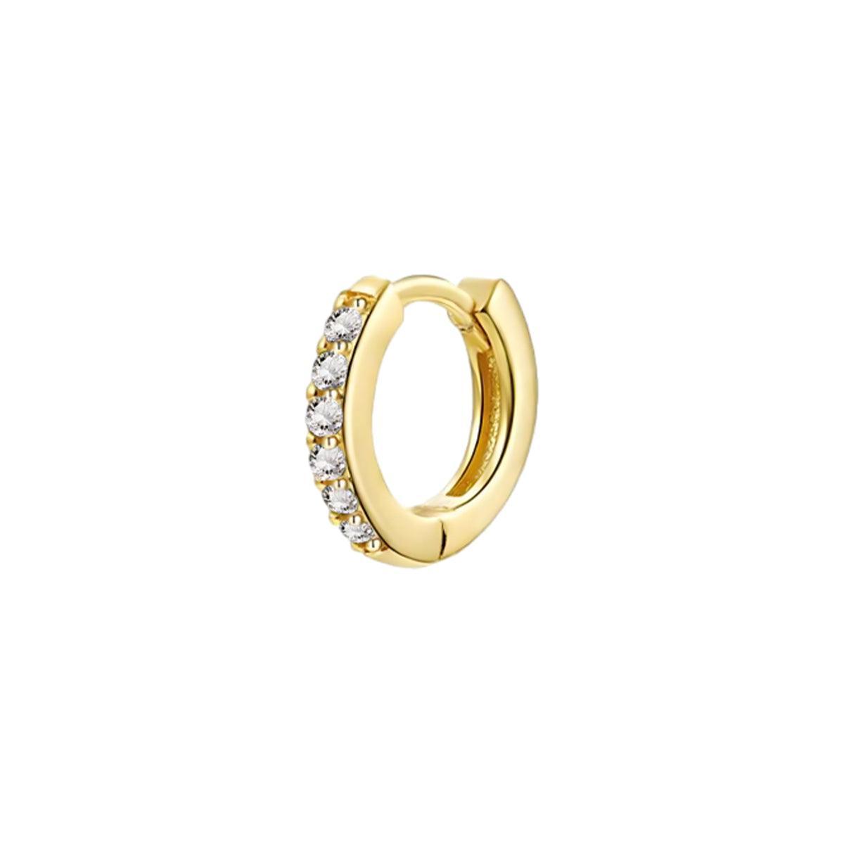 925 Sterling Silver Gold Rings Plated Cubic Crystal Cuff Huggie Hoop Earrings Au