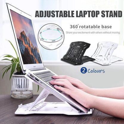 Adjustable Laptop Stand with 360-Degree Base for Desk Riser Home Office Holder-0