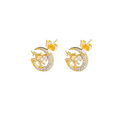 Silver Women Earrings Stud Crystal Cubic Zircon Dangle Wedding Gift