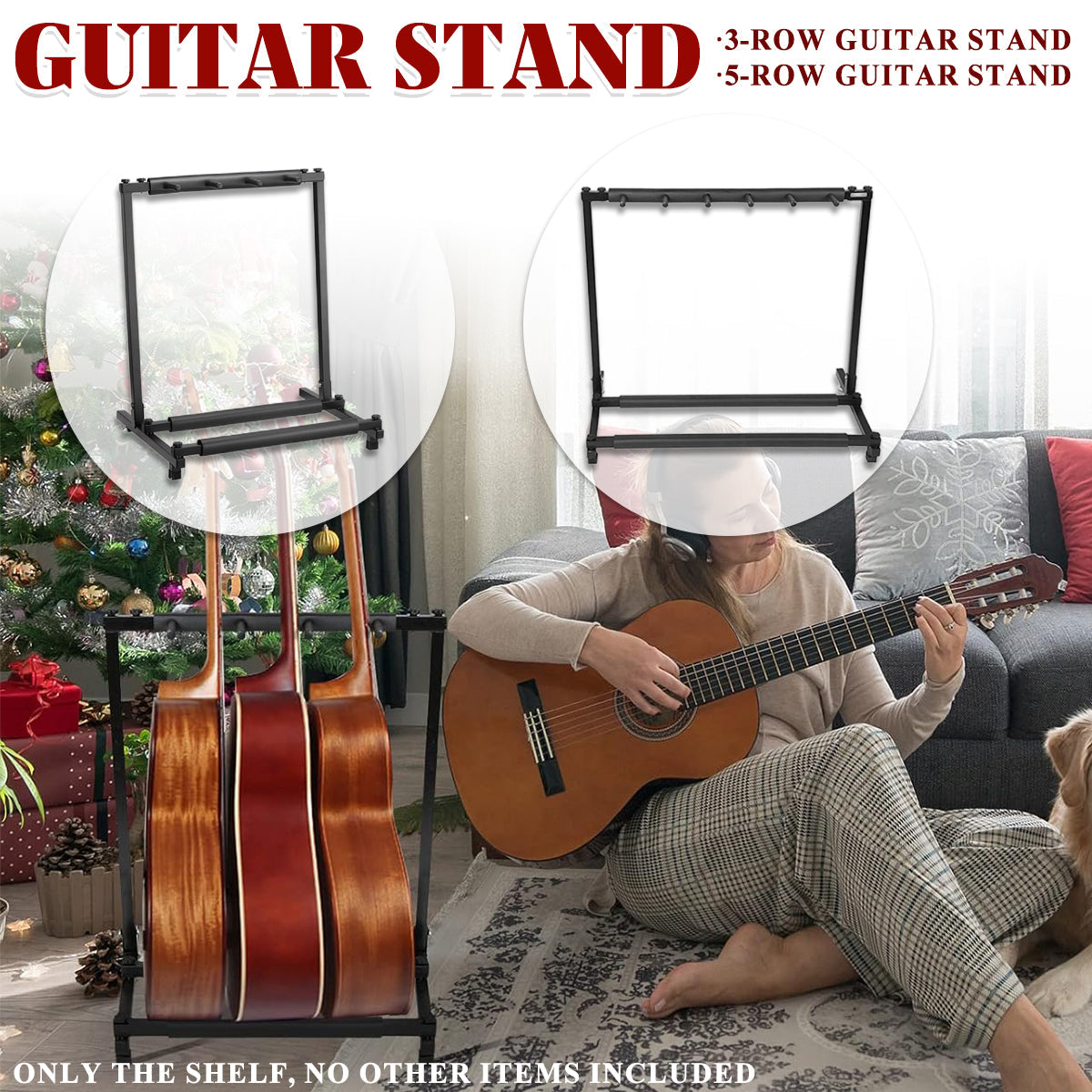 Multi Guitar Stand Guitar Rack Padded Folding Design Hold 3/5 Guitars Adjustable