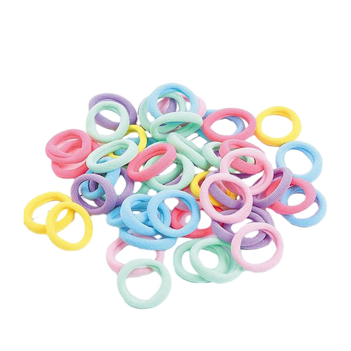 100PCS Colorful Elastic Hair Ties for Girl Ponytails High Stretch Hair Bands Set-6