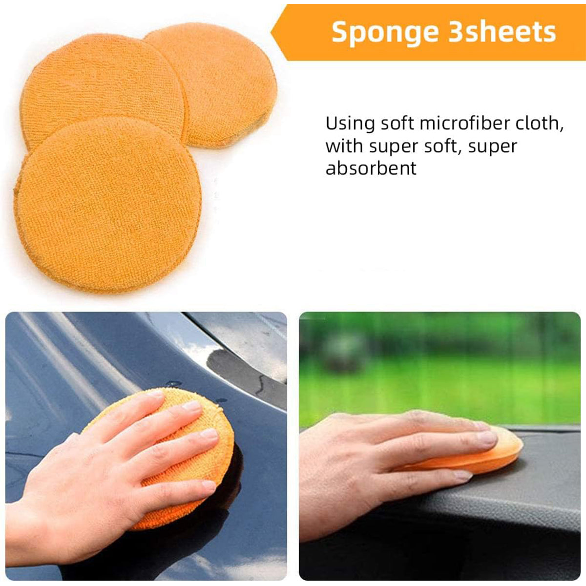9PCS Car Cleaning Kit Microfiber Towel Wax Sponge Wheel Brush Gloves Set Use-3