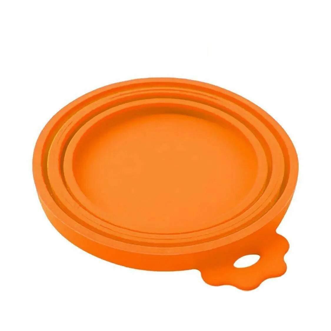 Orange 1/2/3pc Pet Food Can Cover Lid Pet Tin Silicone Reusable Storage Cap Top