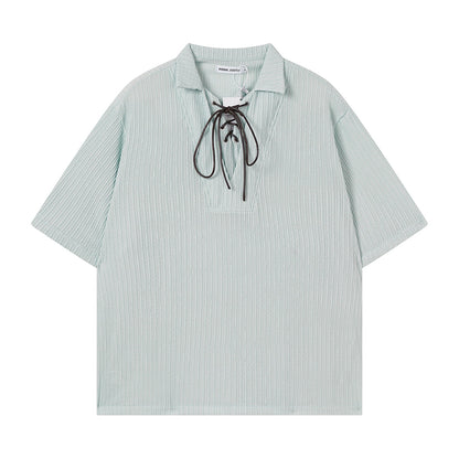 Mint green texture short sleeved shirt