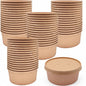 50PCS Disposable Round Paper Bowls 750ml Food-safe with Lid Takeout Soup Salad-6