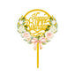Happy Birthday Anniversary Wedding Cake Flowers Topper Acrylic Party Decorations