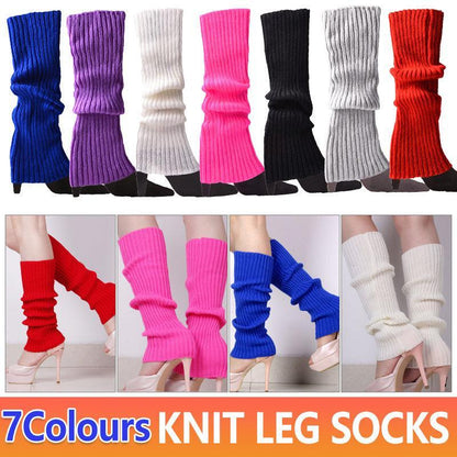 Knitted Leg Warmers Womens Ladies 80s Dance Disco Party Costume Yoga Fitness Socks