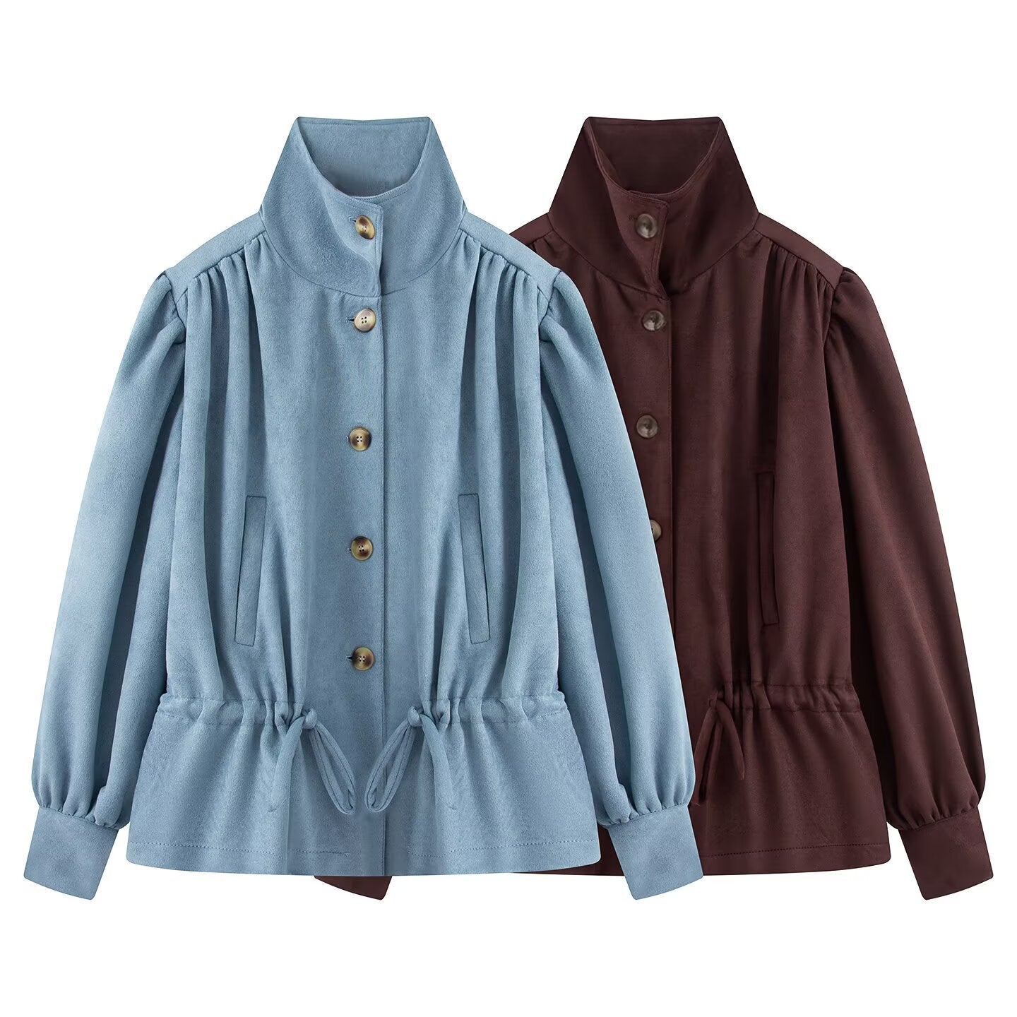Bubble sleeve single breasted short windbreaker jacket