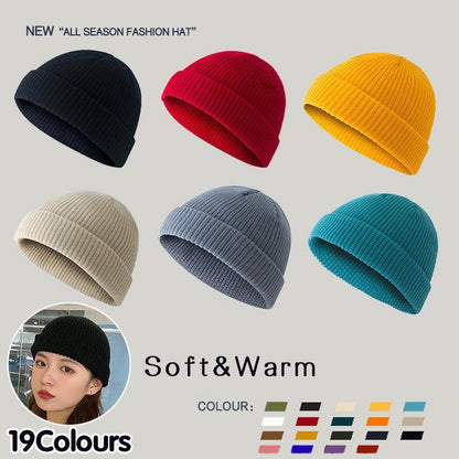 Men Women Mini Fisherman Beanie Winter Spring Hat Soft Knitted Docker Skull Cap-0